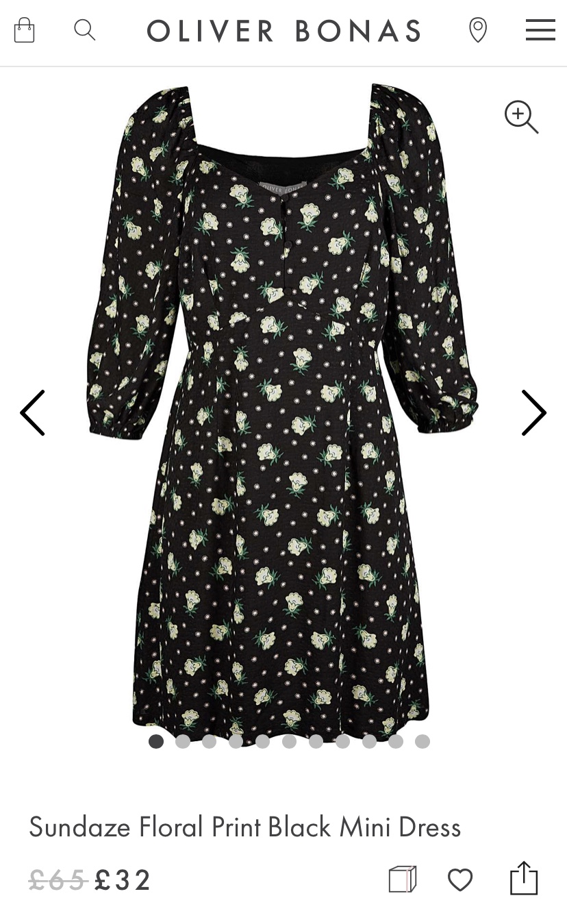Sundaze Floral Print Black Mini Dress | Oliver Bonas Summer Sale up to 50% off