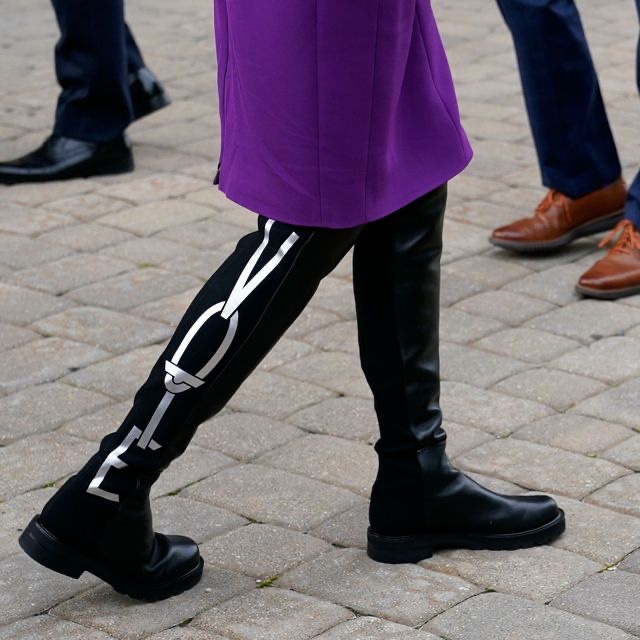 Jill Biden Wears Stuart Weitzman 5050 Boots With “Vote” On Them