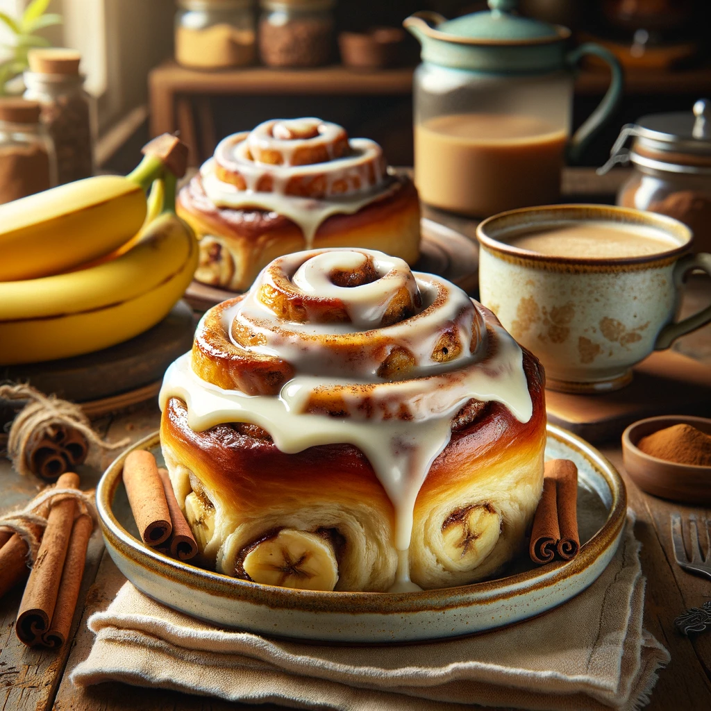 Brown Butter Banana Bread Cinnamon Rolls 🍞🍌