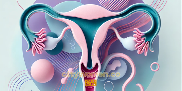 A medical illustration-style image showing a cross-section of the female reproductive system, including the uterus, ovaries, and fallopian tubes, with soft pastel colors for clarity and a clean, educational aesthetic.